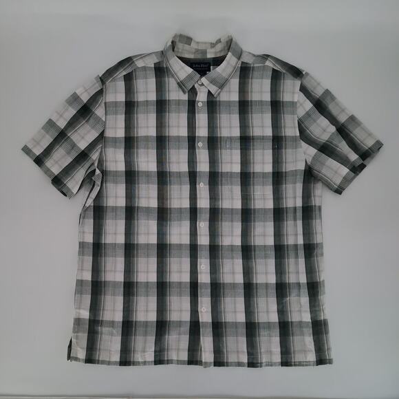 John Blair Mens Plaid Checkered Button Down Short Sleeve Shirt - Size L - GUC - Picture 7 of 10